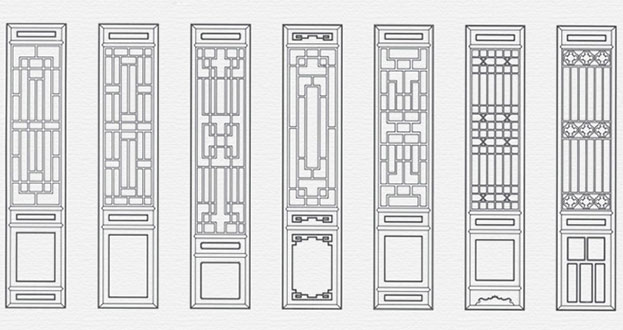 龙圩常用中式仿古花窗图案隔断设计图