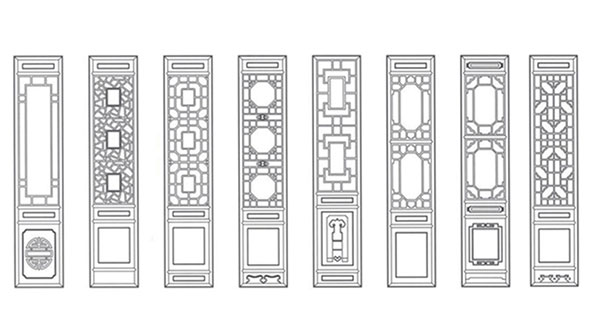 龙圩喜迎门中式花格CAD设计图样式大全